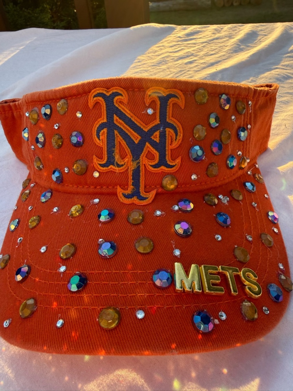 New York Mets custom Orange Jeweled Visor